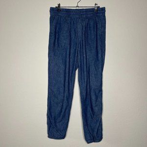 Gap Womens Chambray Tapered Leg Pocket Cotton Blue Cuffed Jogger Pants Size S
